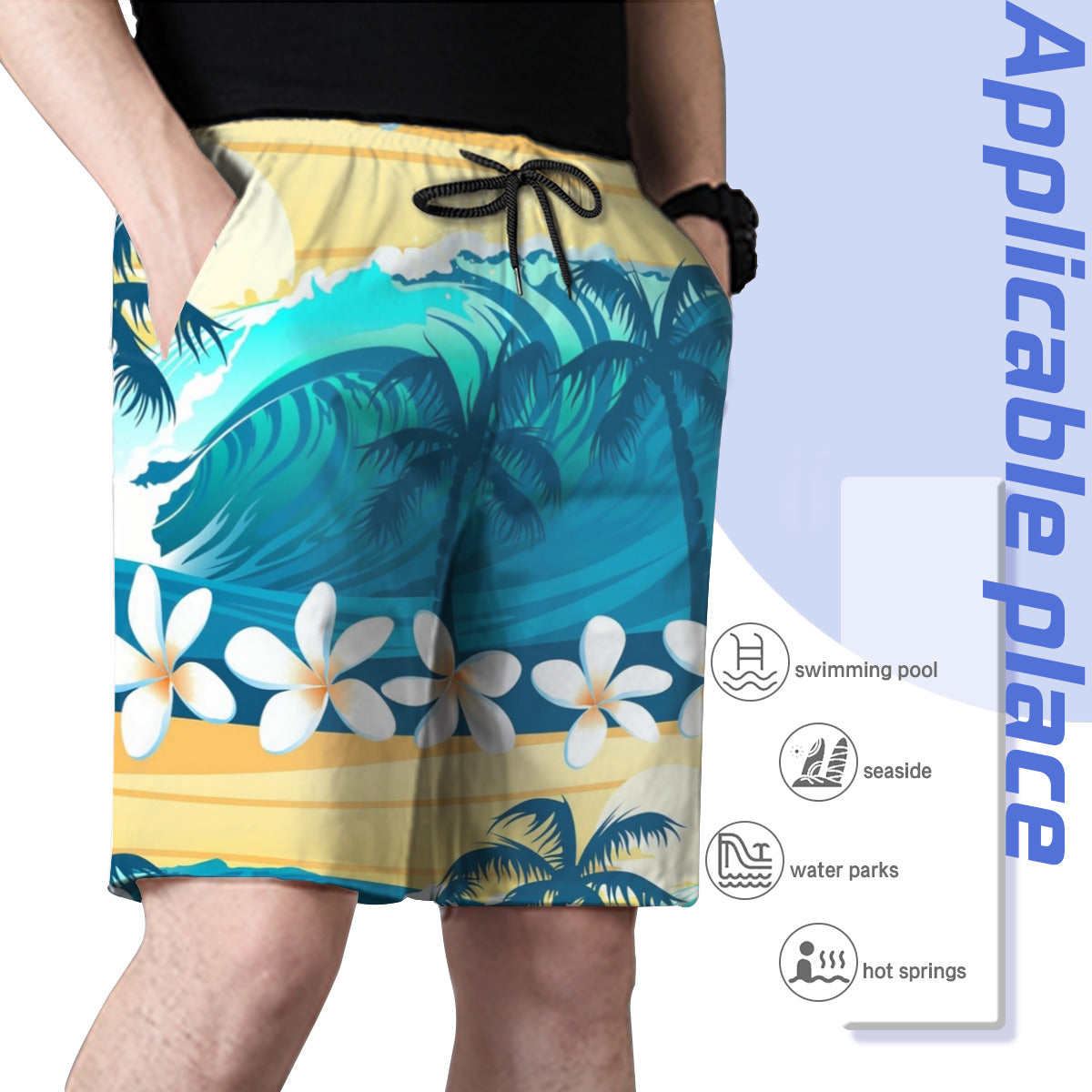 Hawaii Pattern 042 Men's Swim Trunks No.QVR39A