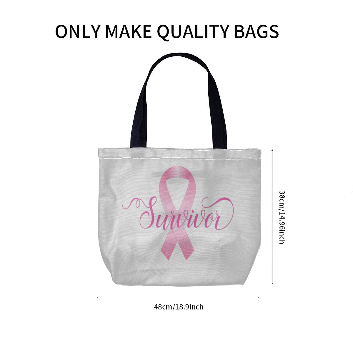 Pink Support Ribbon Breast Cancer Survivor Canvas Bag No.T2SRWP