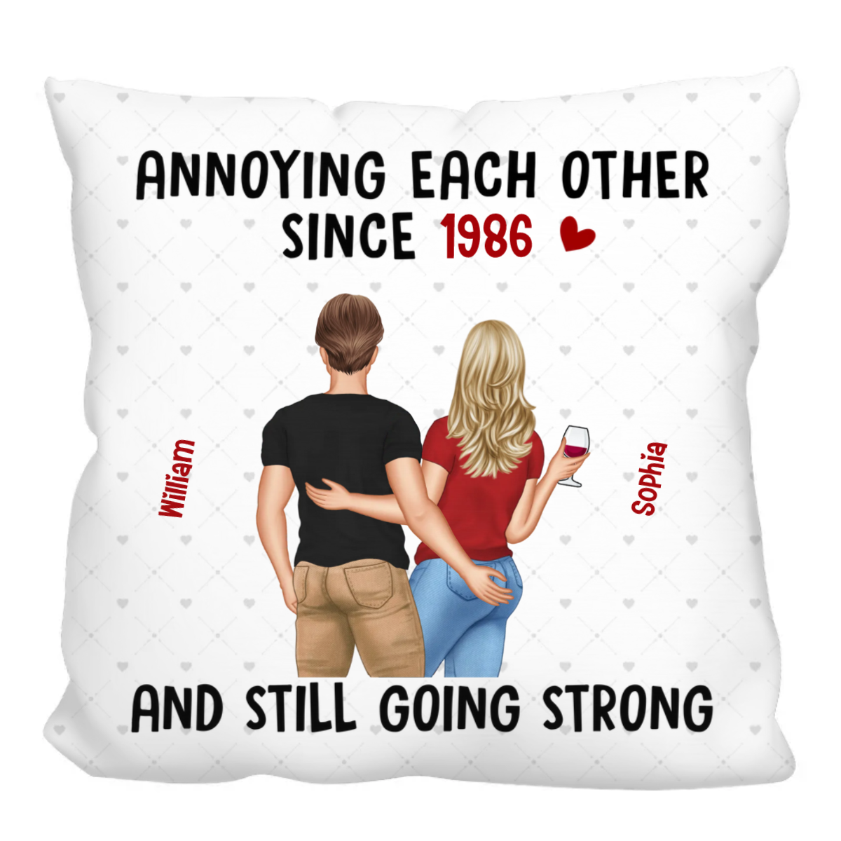 Back View Couple Funny Gift For Him For Her Personalized Custom Polyester Linen Pillow