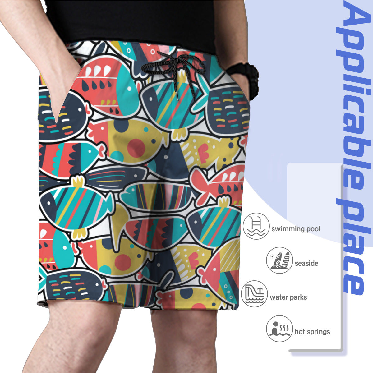 Cute Fishes Set Men's Swim Trunks No.RJX5R6