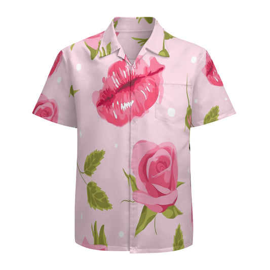 Floral Girly Pattern Pinky Floral Seamless Exotic Watercolor Garden  Graphic Hawaiian Shirts No.RWG5KD