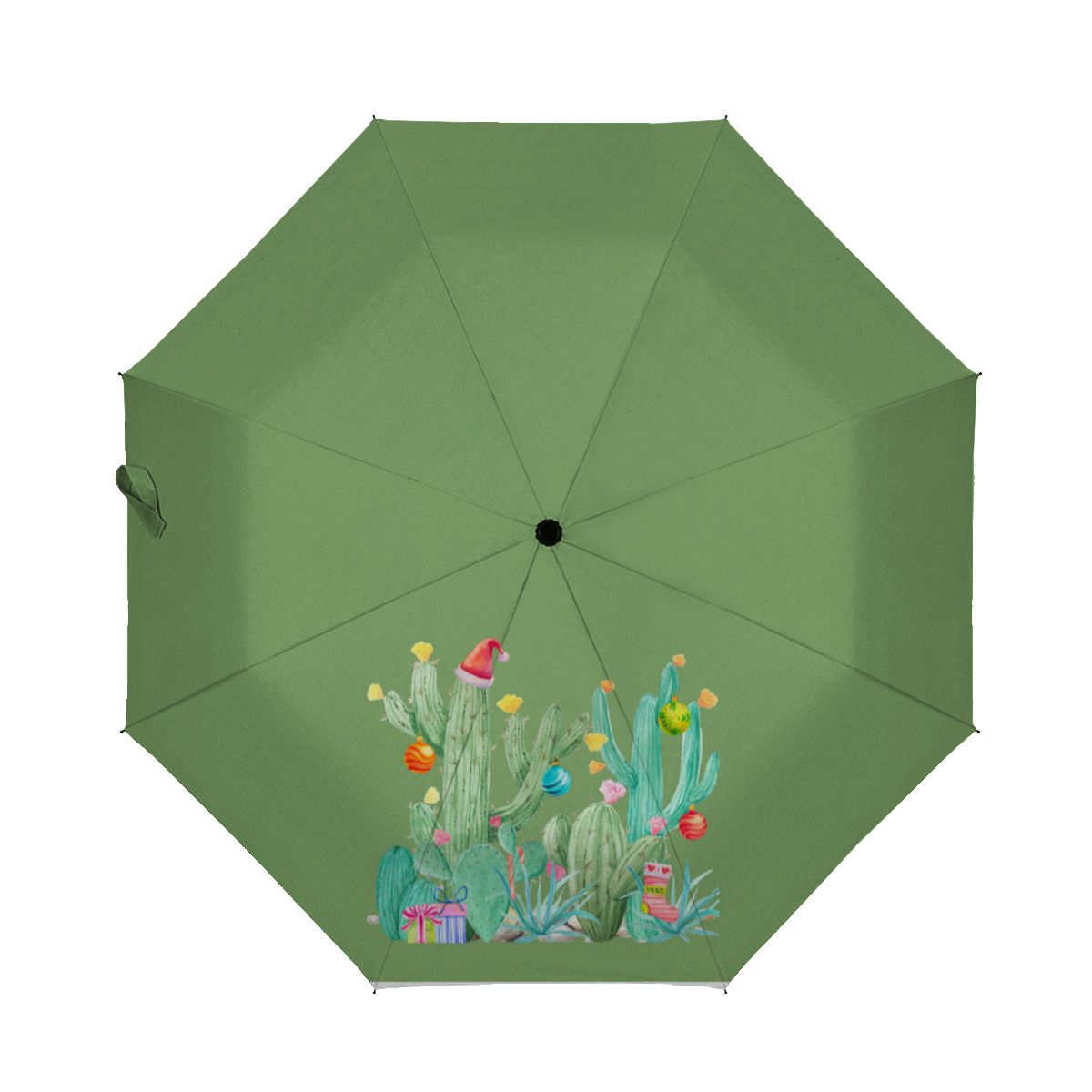 Green Cactus Cacti Desert Christmas Holiday Brushed Polyester Umbrella No.RWK76R