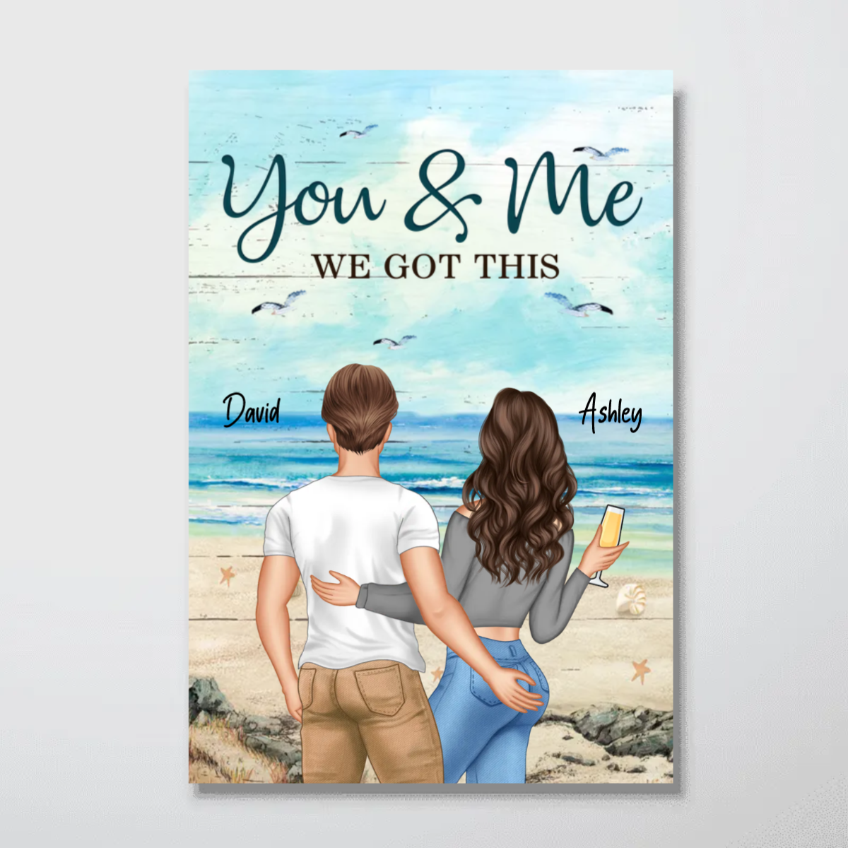 Back View Couple At Beach We Got This Personalized Vertical Poster