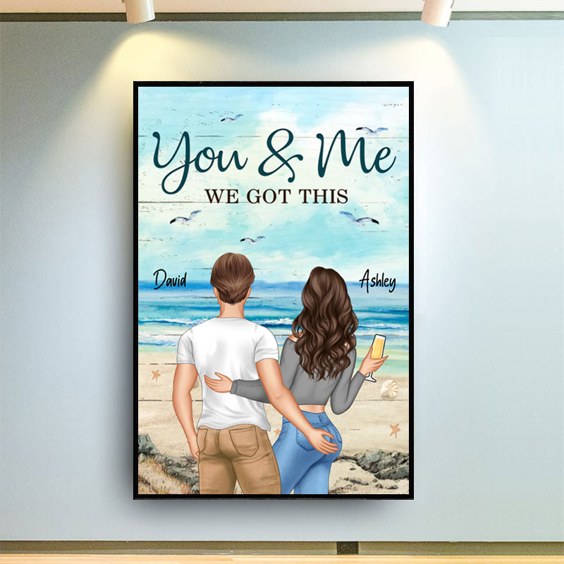 Back View Couple At Beach We Got This Personalized Vertical Poster