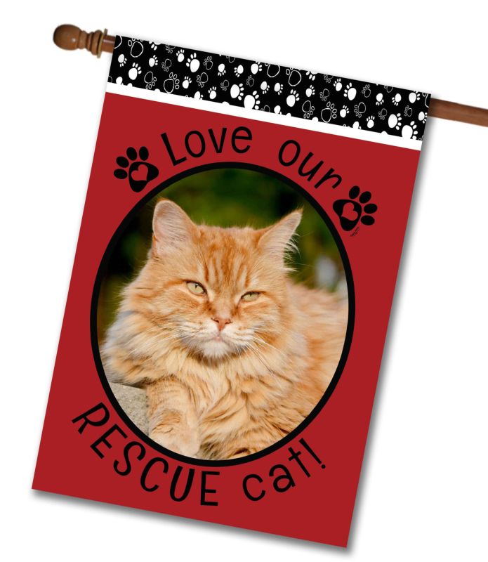 Rescue Cat Red – Personalized Photo & Name – Garden Flag & House Flag