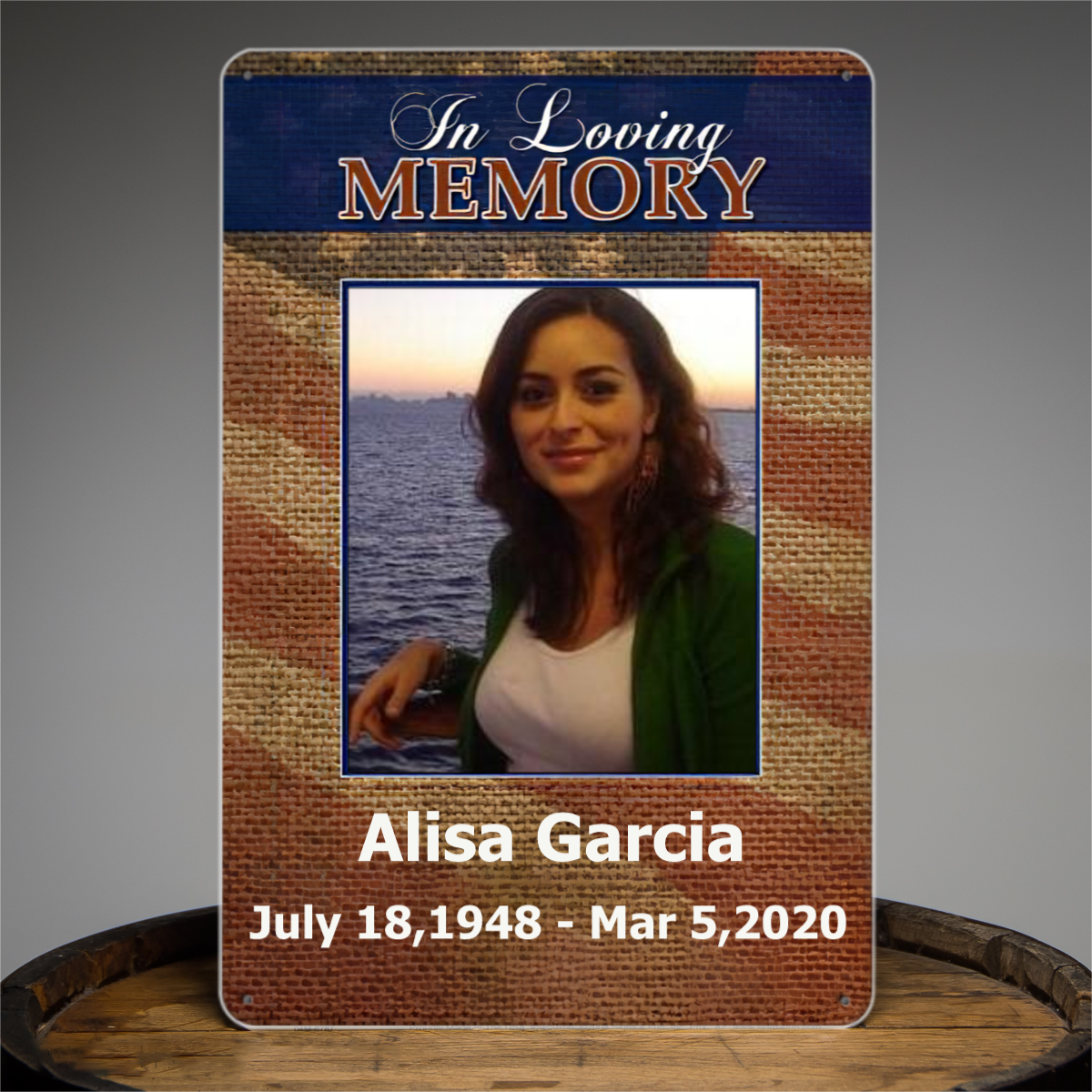 Red White and Blue In Loving Memory Personalized Photo Memorial Tin Signs