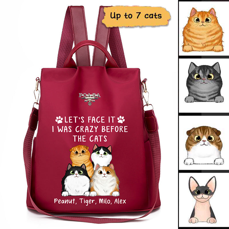 Let's Face It Crazy Before The Fluffy Cats Personalized Backpack