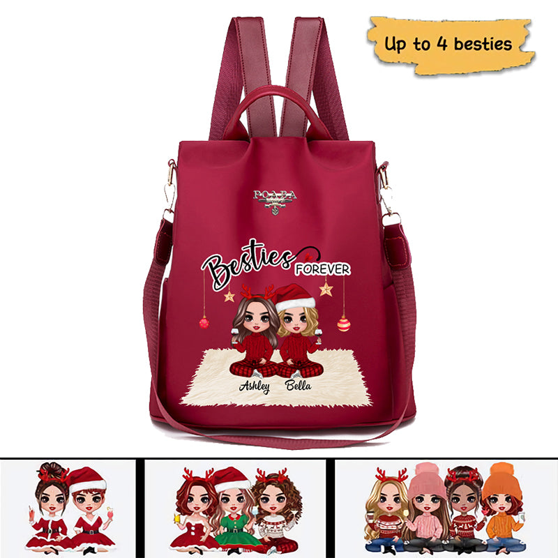 Doll Besties Christmas Checkered Pants Personalized Backpack
