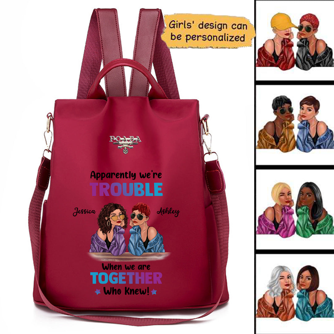 Trouble Together Fashion Besties Personalized Backpack