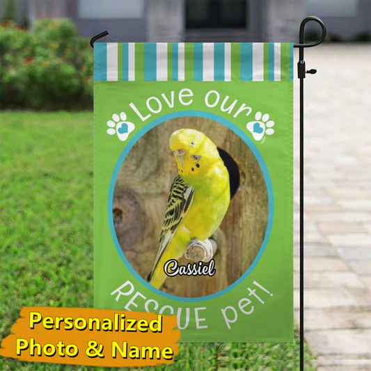 Rescue Pet Green – Personalized Photo & Name – Garden Flag & House Flag