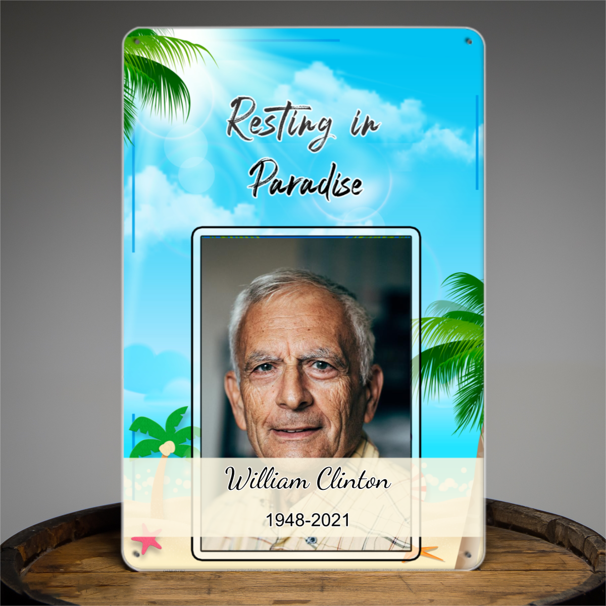 Resting in Paradise Tin Signs - Memorial Tin Signs - Remembrance Tin Signs - Custom Photo Tin Signs - Personalized Yard Sign