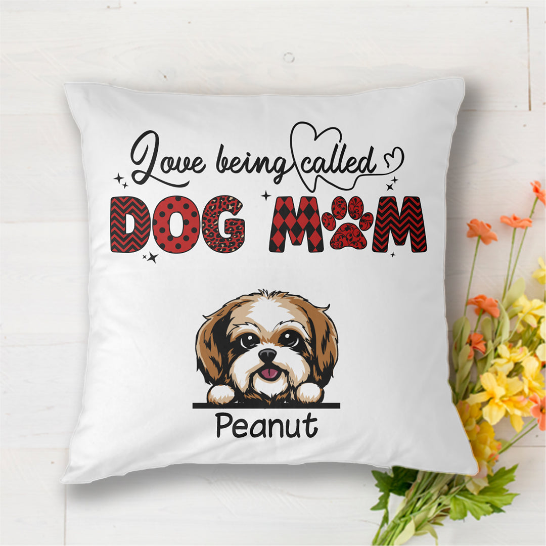Rockin' Dog Mom Life Heart Beat Pattern Personalized Polyester Linen Pillow