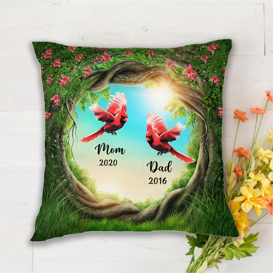 Round Tree Cardinal Memorial Personalized Pillow