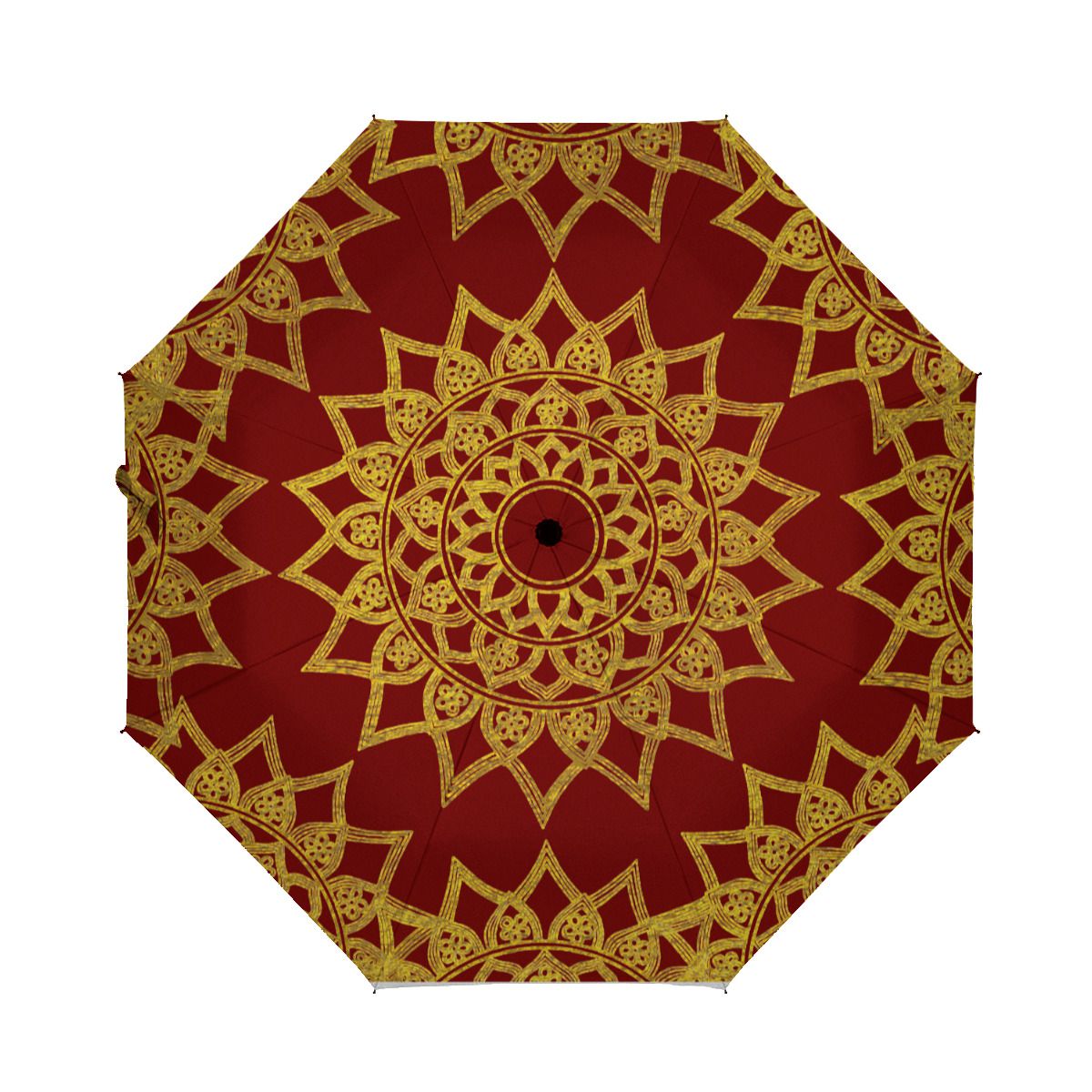 Elegant Red Fine Gold Floral Mandala Christmas Brushed Polyester Umbrella No.S93S9G