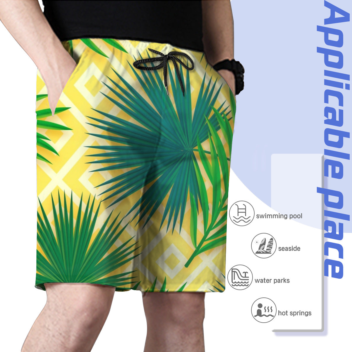 Tropical Leaves 019 Men's Swim Trunks No.SEXGM3