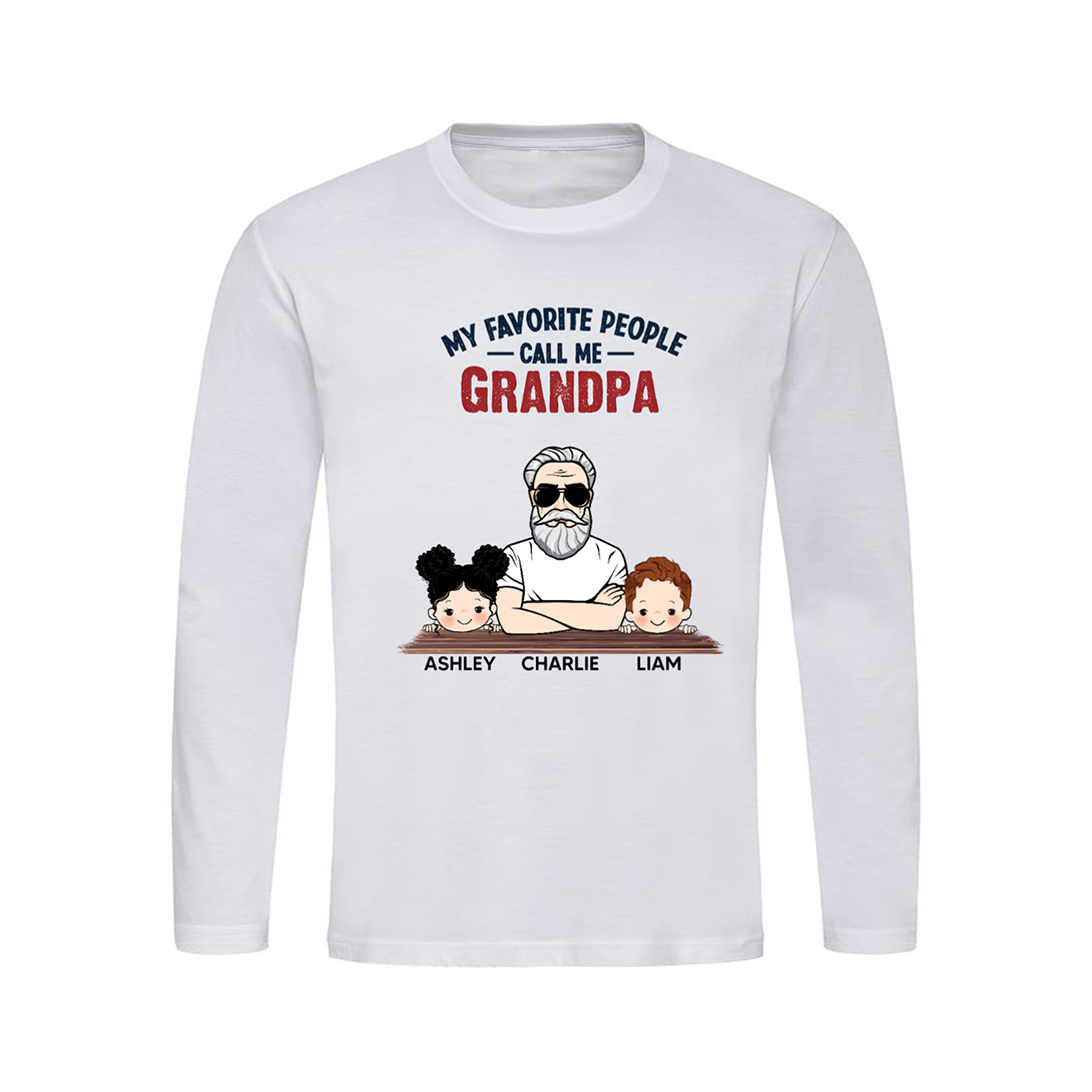 Favorite People Call Me Grandpa Man And Kids Personalized Long Sleeve Shirt