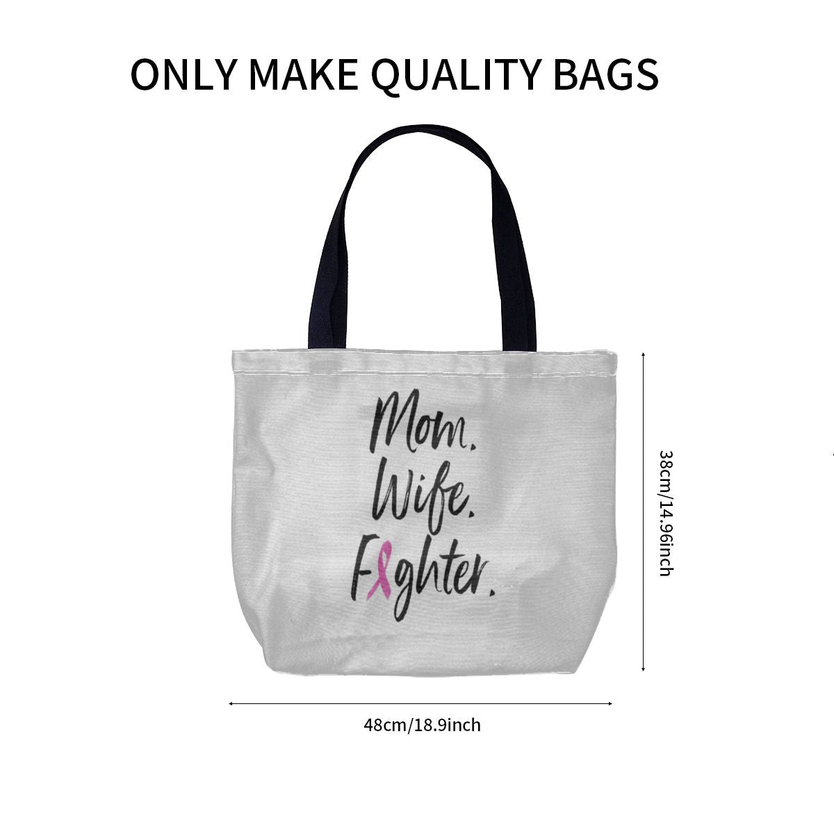Mom Wife Fighter Breast Cancer Warrior Support Canvas Bag No.Y84XGA