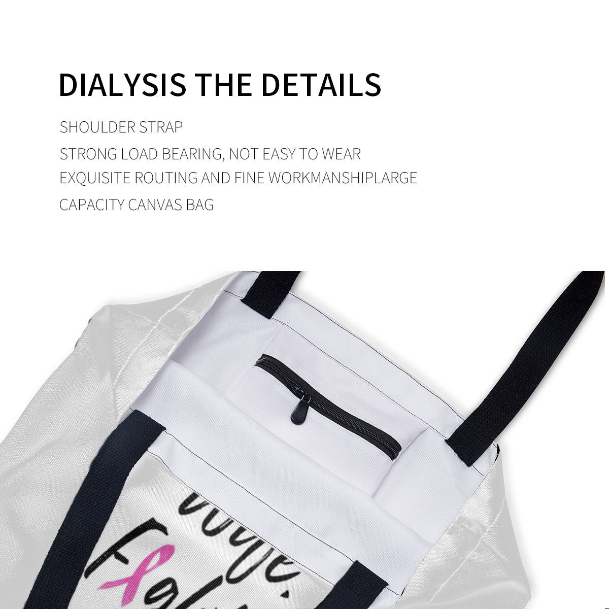 Mom Wife Fighter Breast Cancer Warrior Support Canvas Bag No.Y84XGA