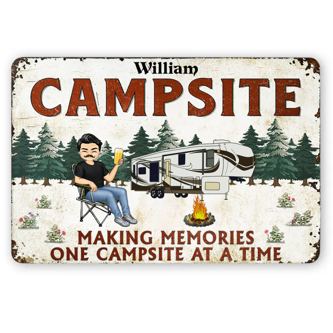 Sit By The Campfire - Camping Gift - Personalized Custom Classic Metal Signs