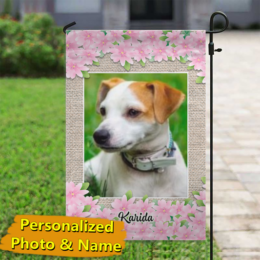 Spring Flowers Portrait Personalized Photo & Name – Garden Flag & House Flag