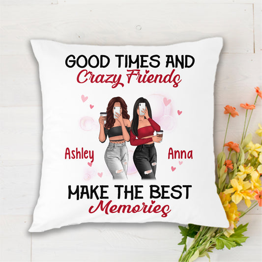 Standing Selfie Besties Crazy Friends Personalized Pillow