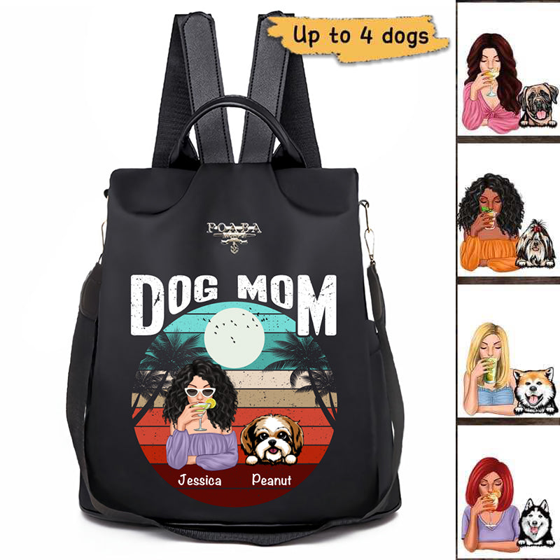 Summer Dog Mom Retro Personalized Backpack