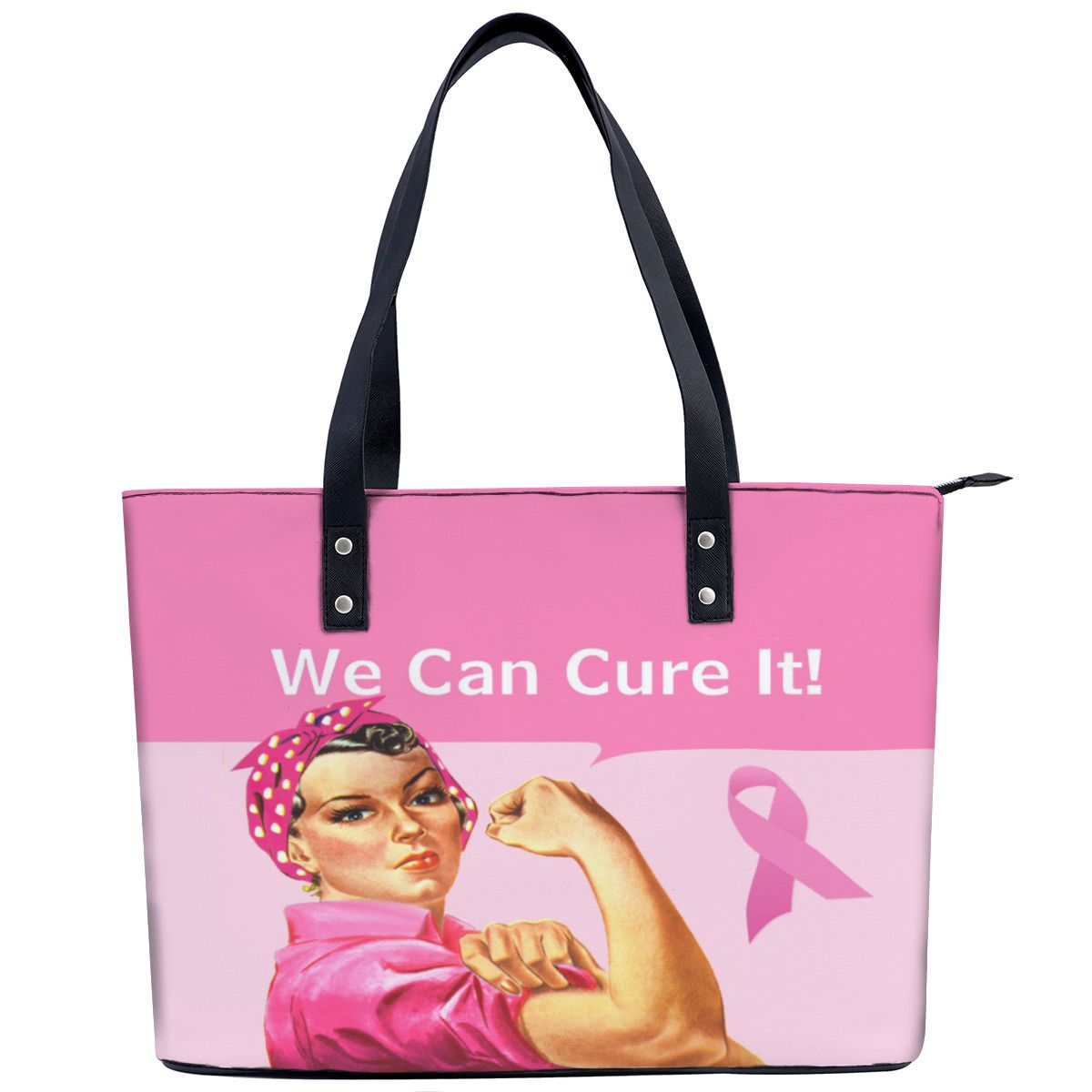 Breast Cancer Awareness Rosie the Riveter Shoulder Bag No.QHLOCQ