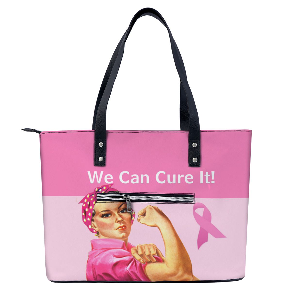 Breast Cancer Awareness Rosie the Riveter Shoulder Bag No.QHLOCQ