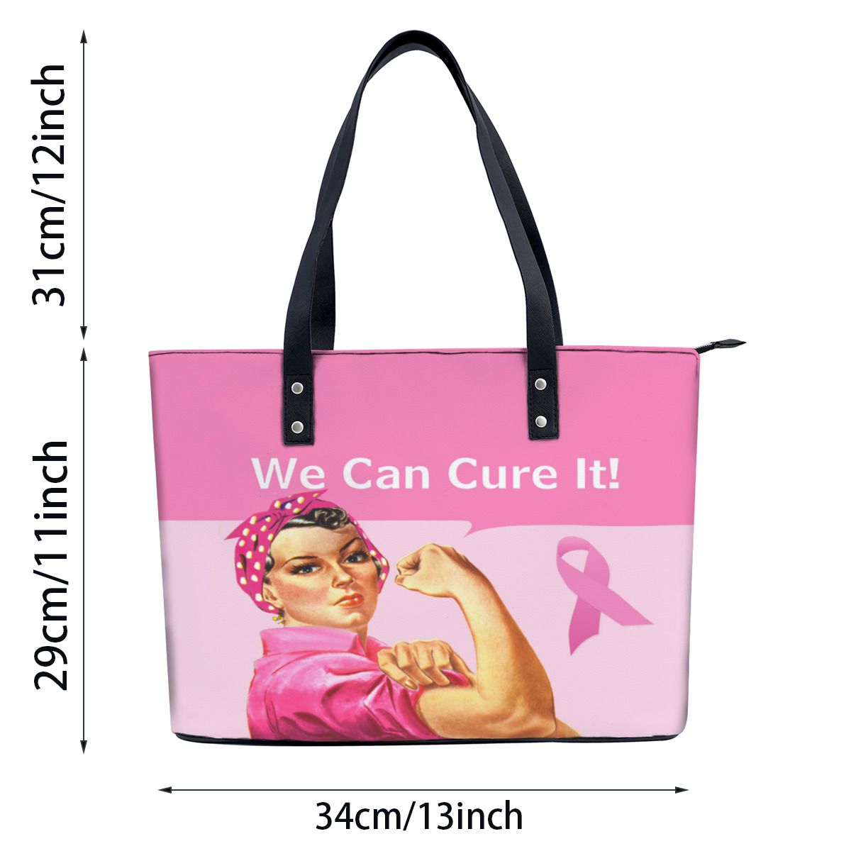 Breast Cancer Awareness Rosie the Riveter Shoulder Bag No.QHLOCQ