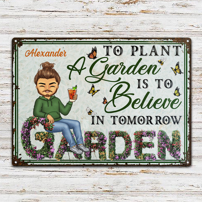 And Into The Garden I Go - Beware A Crazy Plant Lady Lives Here - Birthday, Housewarming Gift For Her, Him, Gardener, Outdoor Decor - Personalized Custom Metal Signs