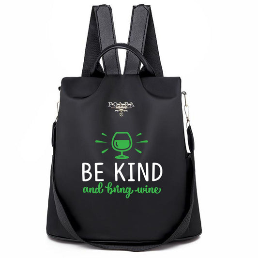 Be kind and bring wine Backpack No.TS82GH