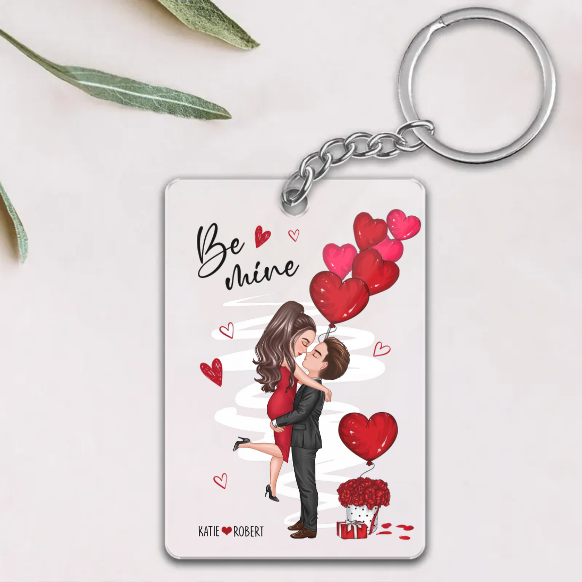 Be Mine Doll Couple Kissing - Gift For Couples - Personalized Acrylic Keychain