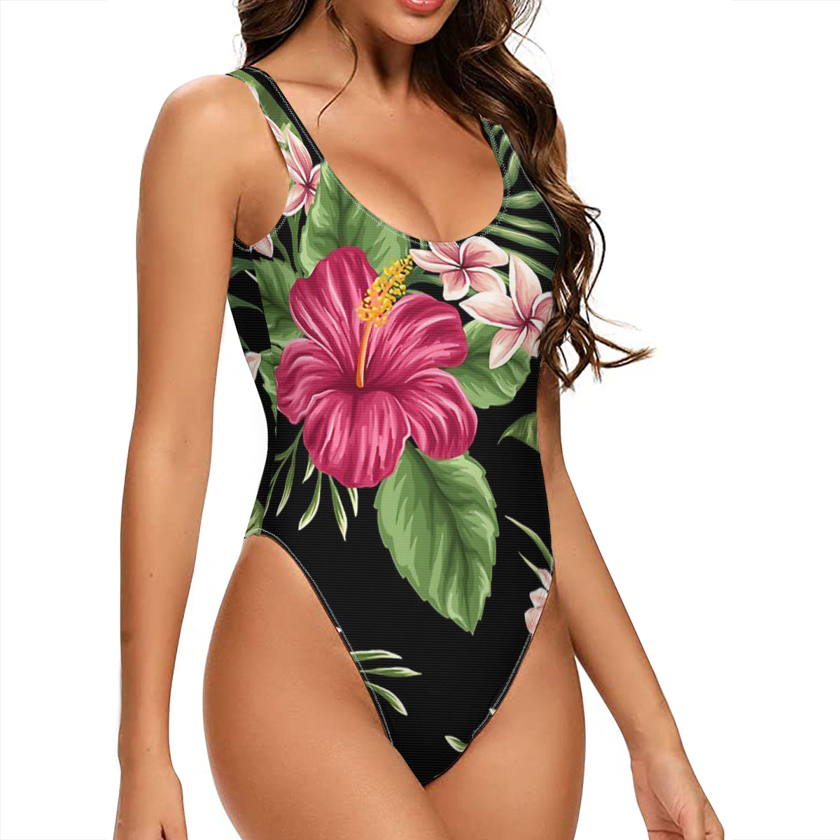 Tropical Flowers Graphic One-Piece Swimsuit for Women No.TV23IH