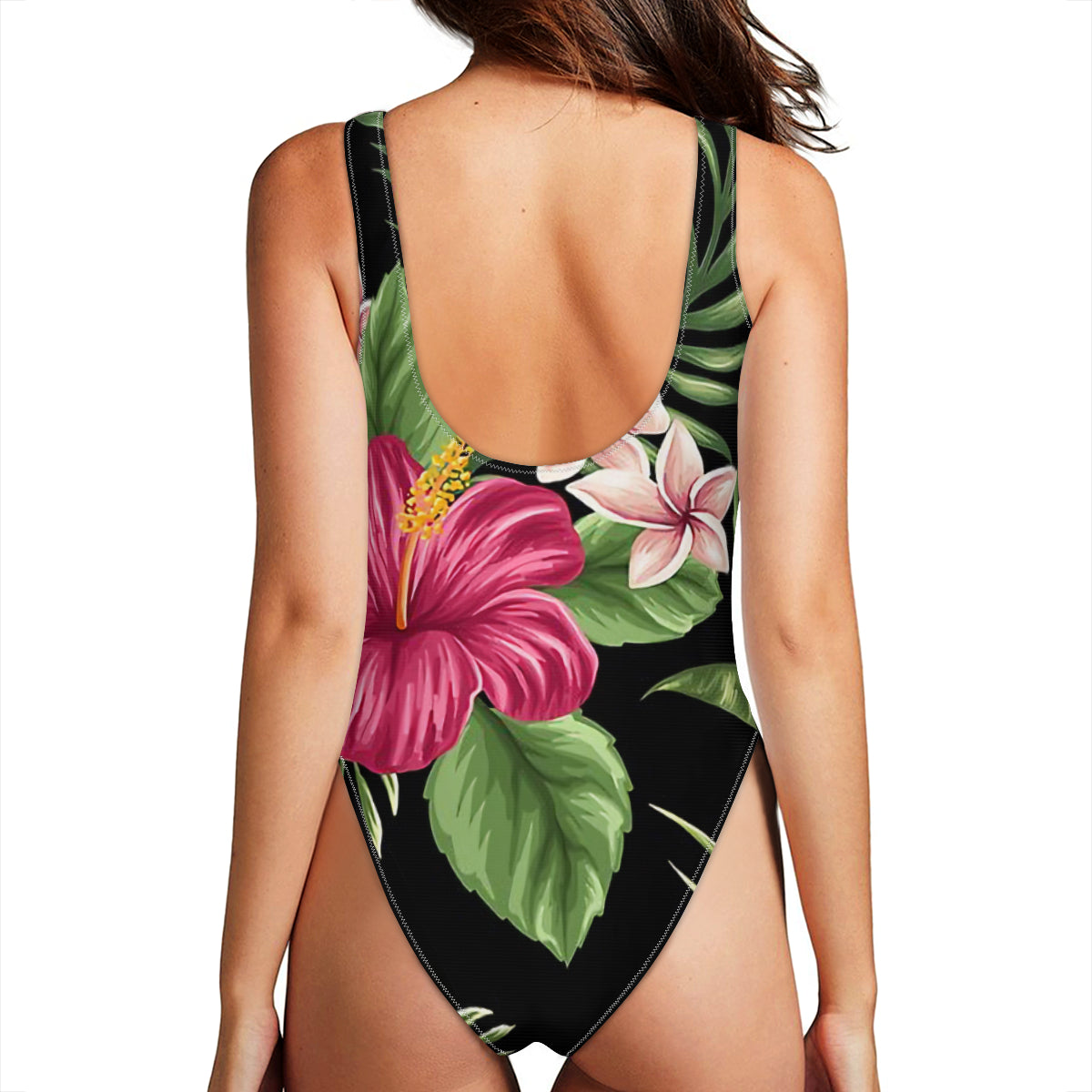 Tropical Flowers Graphic One-Piece Swimsuit for Women No.TV23IH