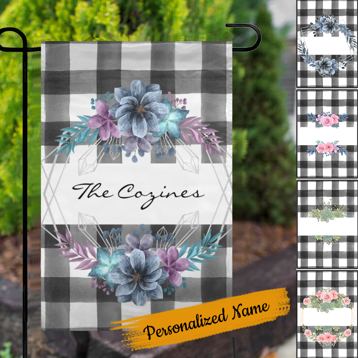 Personalized Name Flower Welcome Garden Flags Yard Decor Flags