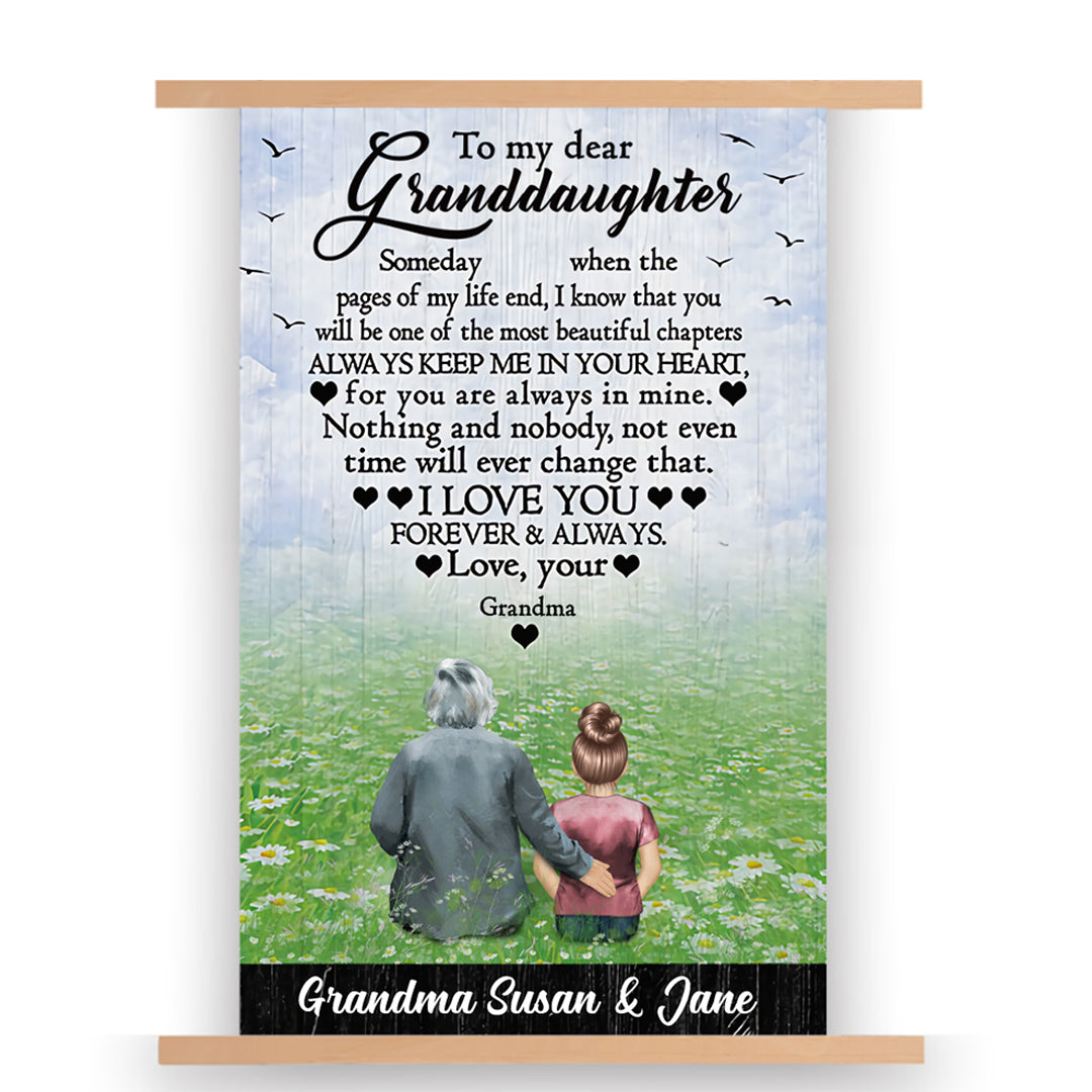 The Most Beautiful Chapters Grandparents - Gift For Grandchildren - Personalized Custom Scroll Painting  (With Wooden Poster Hanger)