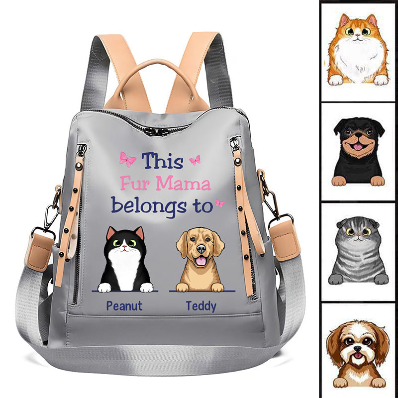 This Dog Cat Mom Fur Mama Belongs To Personalized Backpack