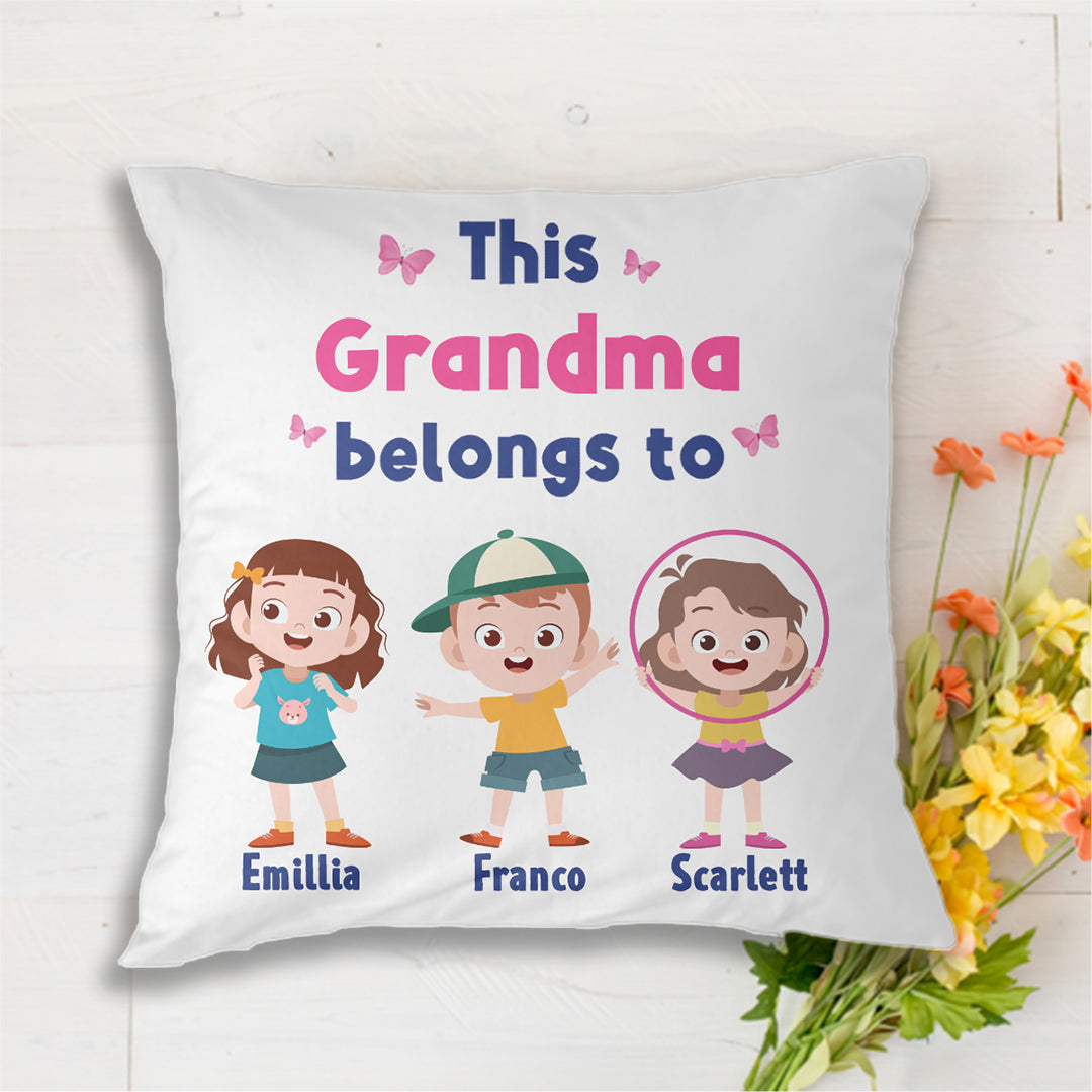 This Mom Grandma Belongs To Cartoon Kids Personalized Pillow