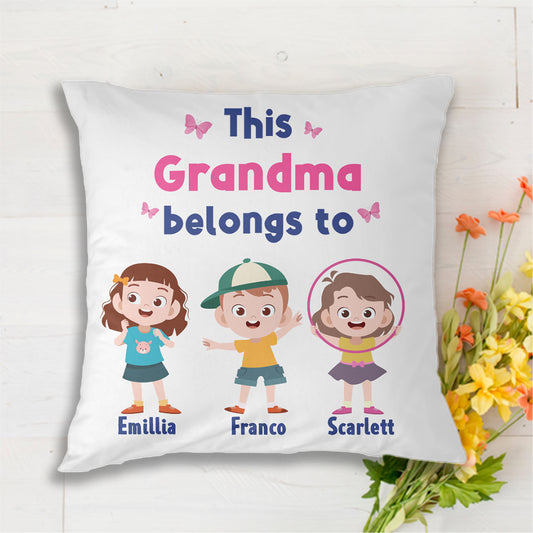 This Mom Grandma Belongs To Cartoon Kids Personalized Pillow