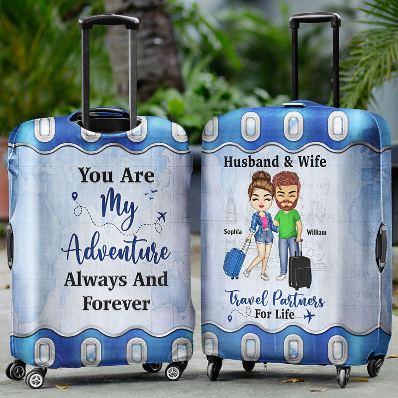 Travel Couple Travel Partners For Life - Couple Gift - Personalized Custom Luggage Cover
