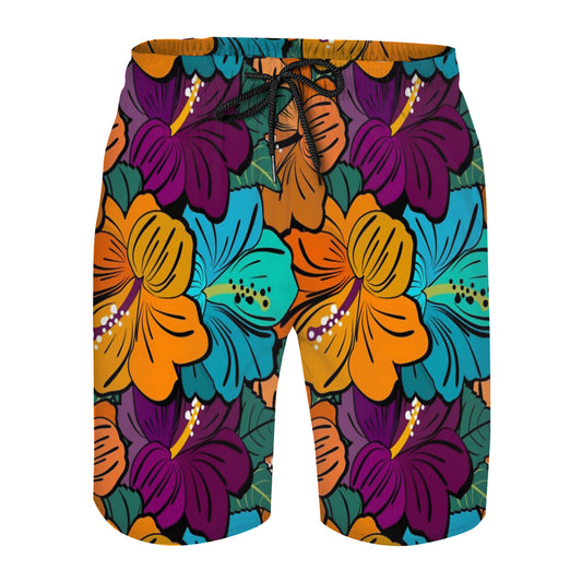 Hibiscus Flowers Pattern Graphic Men's Swim Trunks No.U4N3IG