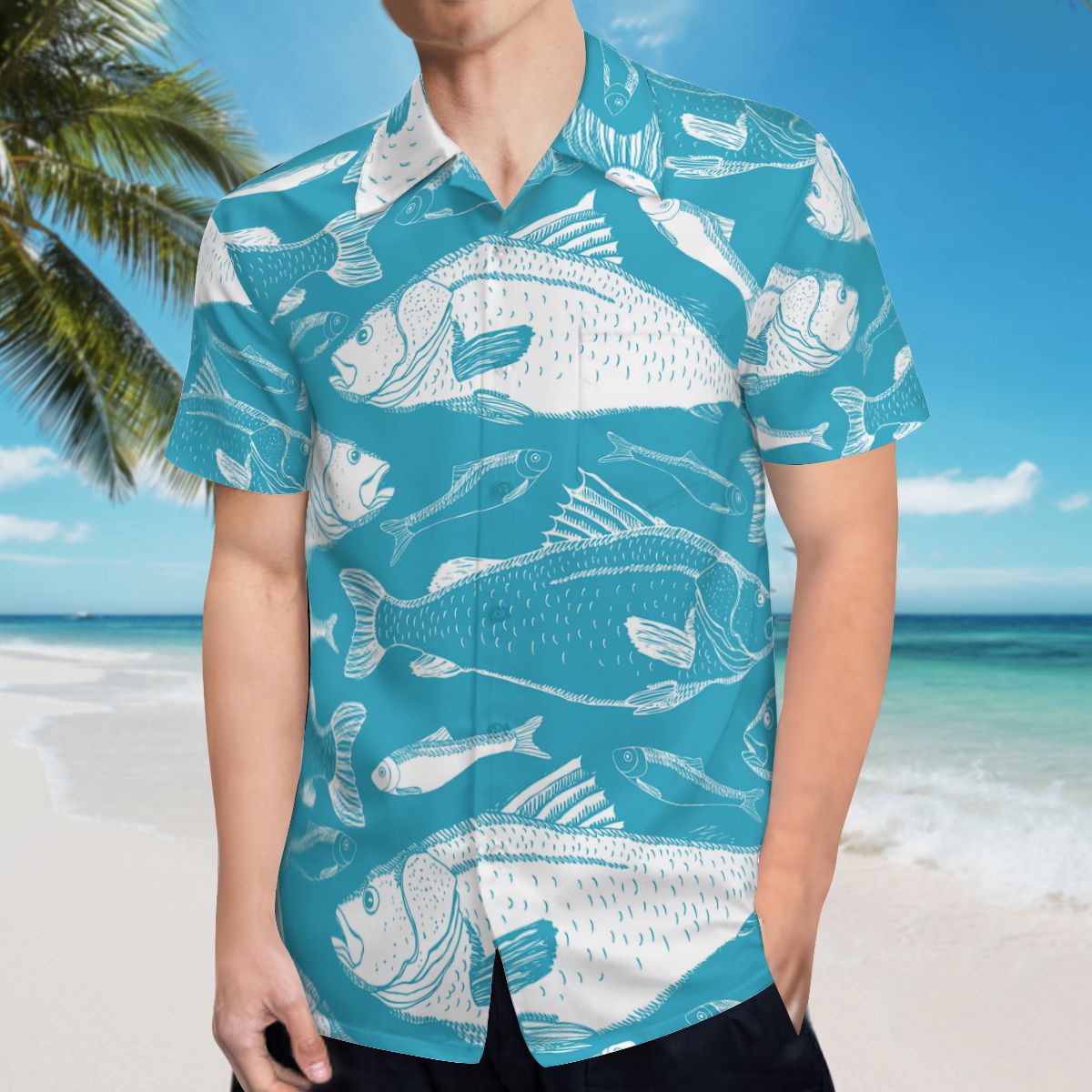 Fish Hawaiian Shirts No.UG7GQ5