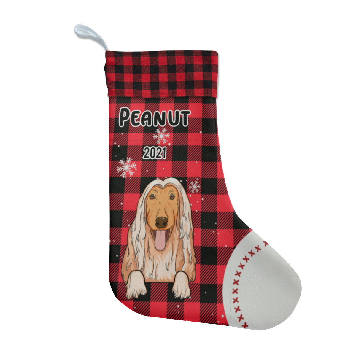 Personalized Name Christmas Dog Stocking Two-Sided Design