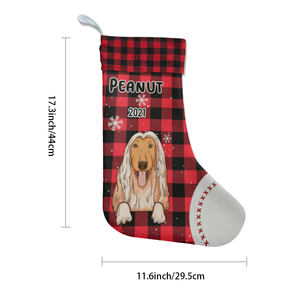 Personalized Name Christmas Dog Stocking Two-Sided Design