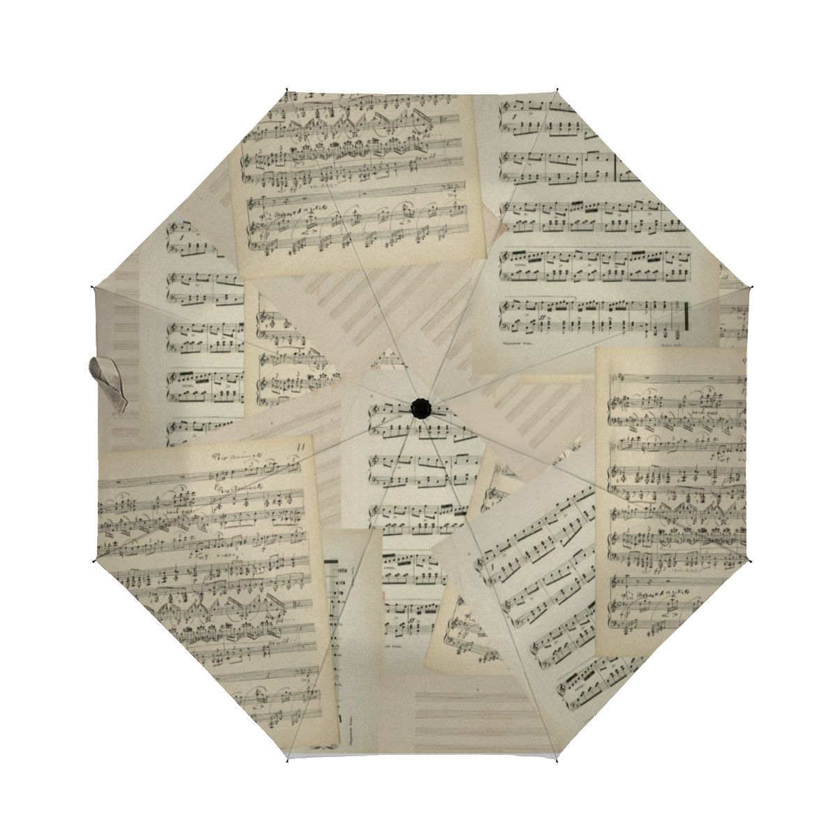Vintage Music Composition Collage Christmas Brushed Polyester Umbrella No.UQWD97
