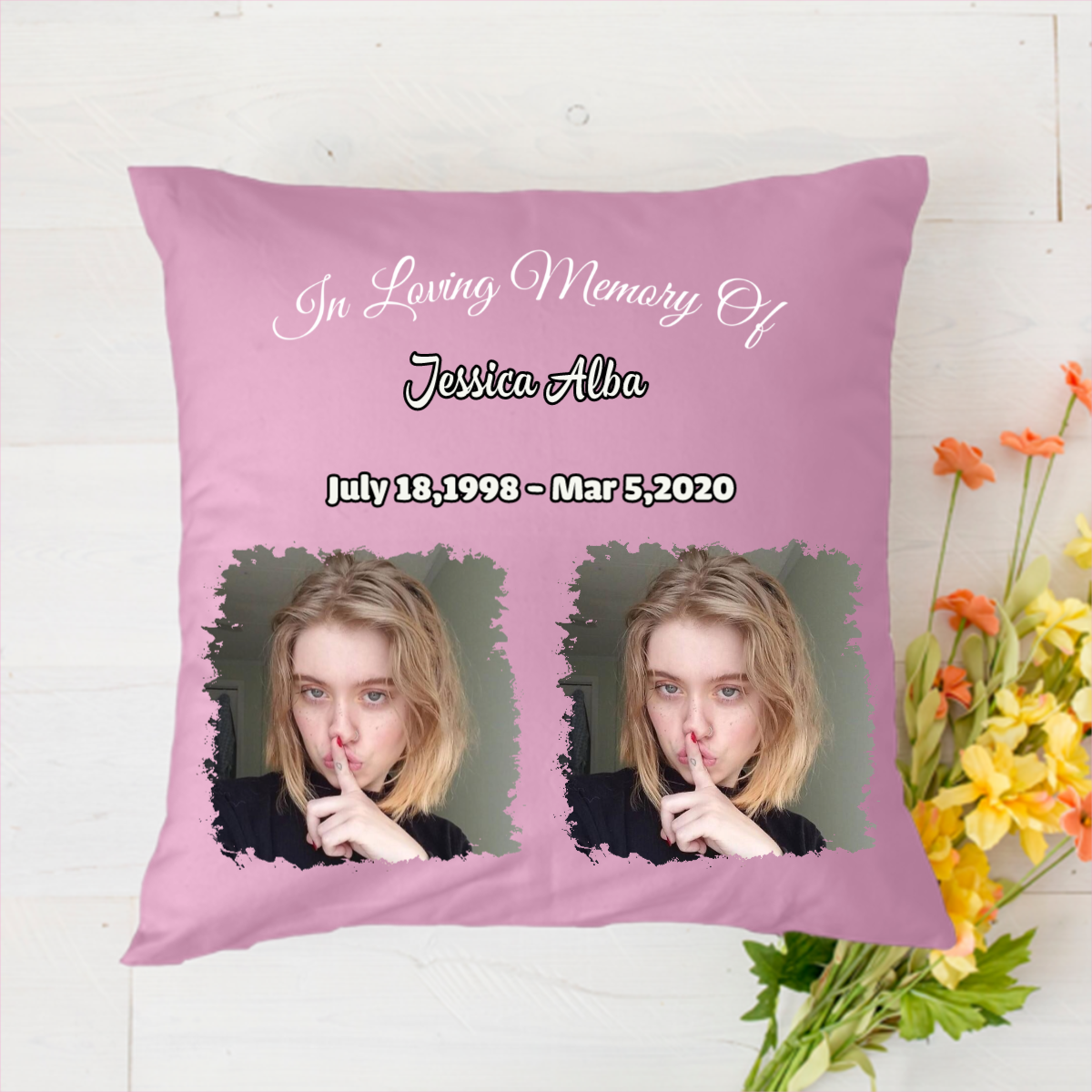 Upload photo, In Loving Memory of, Always In My Heart Personalized Polyester Linen Pillow
