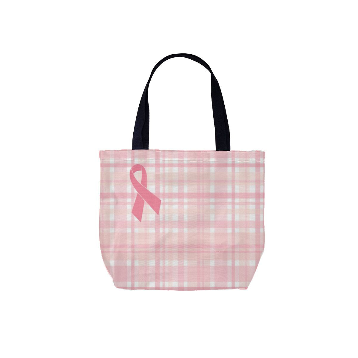 Breast Cancer Pink Ribbon Plaid Canvas Bag No.X93MBO