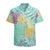 Turquoise Teal Abstract Aloha Tropical Foliage Pattern  Graphic Hawaiian Shirts No.VPITID
