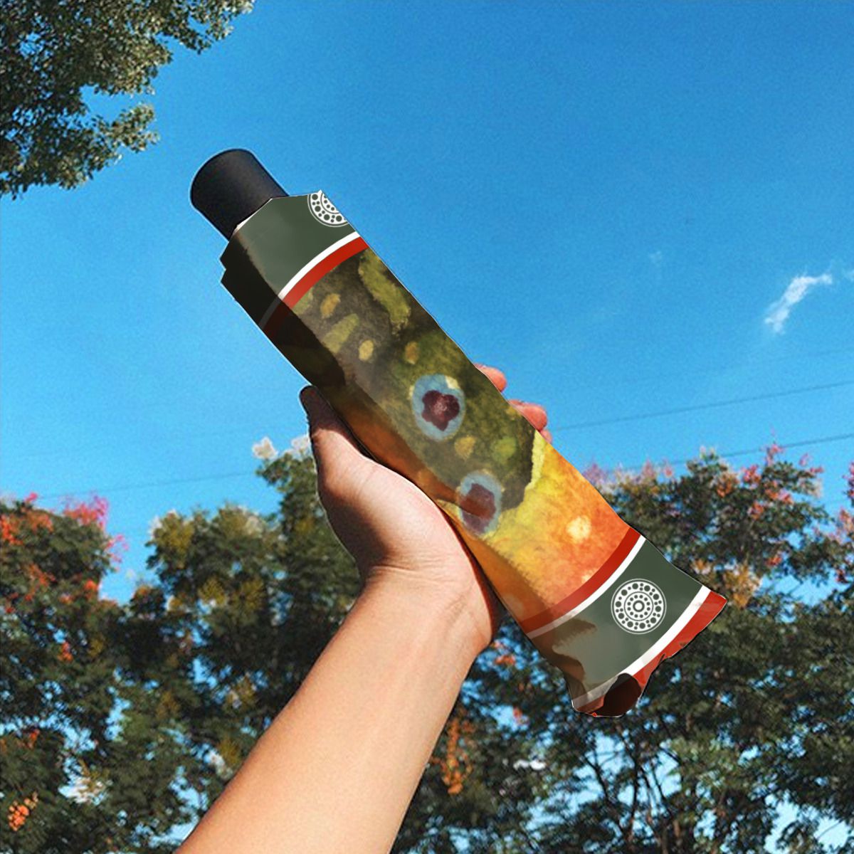 Fishing Reels And Winter Snowflake Brushed Polyester Umbrella No.VRMRK5