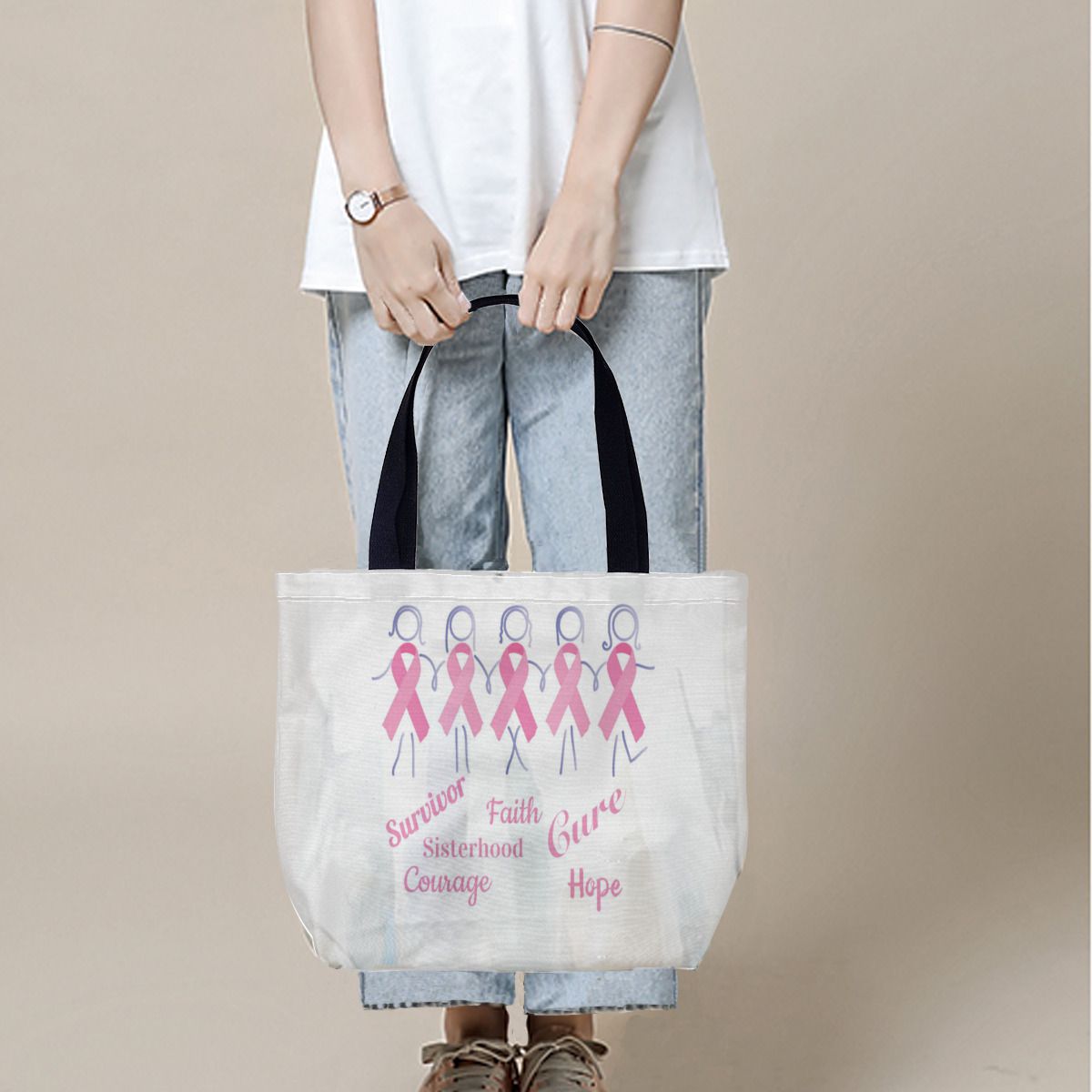 Breast Cancer Survivor Pink Ribbon Sisterhood Canvas Bag No.8JLVM6
